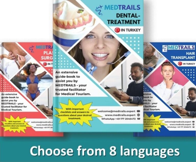 Free Ebook Download: Get Your Free Guide to 3 Cosmetic Procedures/ Comprehensive MEDTRAILS medical tourism guide for plastic surgery, dental treatment, and hair transplant in Turkey available in 8 languages.